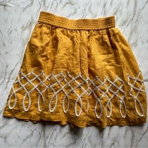 Girls From Savoy Mustard Yellow Skirt Pockets And Embellished Detail Size 6